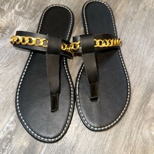 Black sandals w/ gold chain